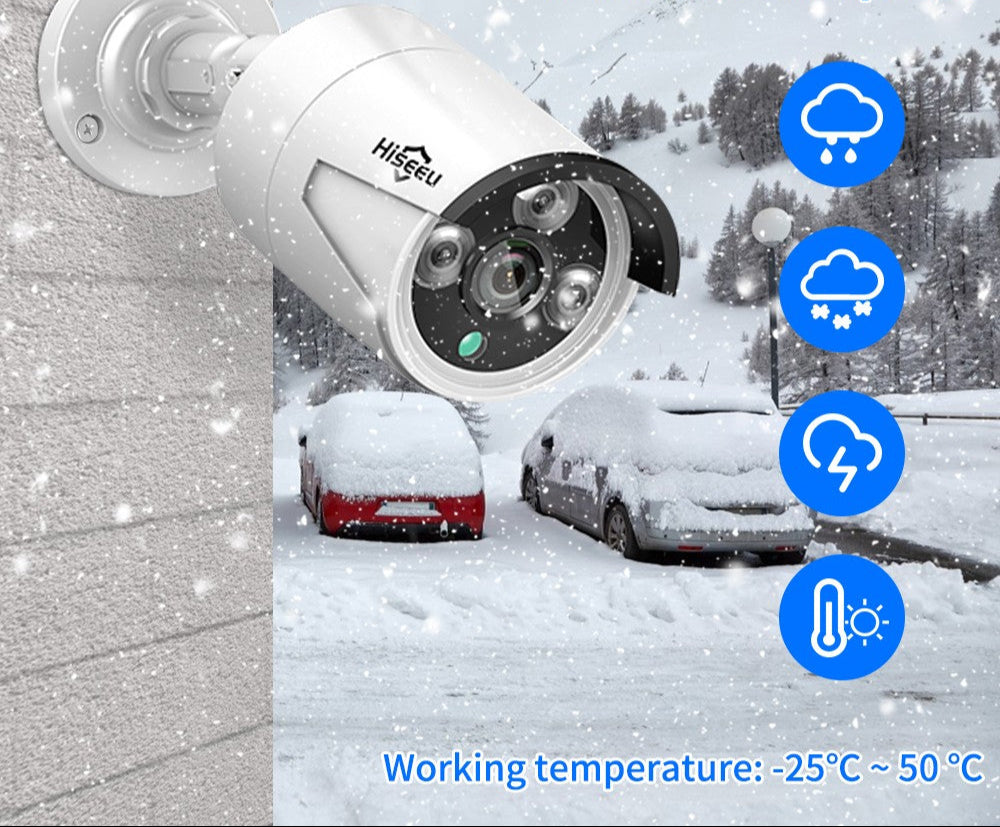 Hiseeu PK-4HB615 – 5MP 8CH POE Overvågningssystem med Lyd & App-Kontrol