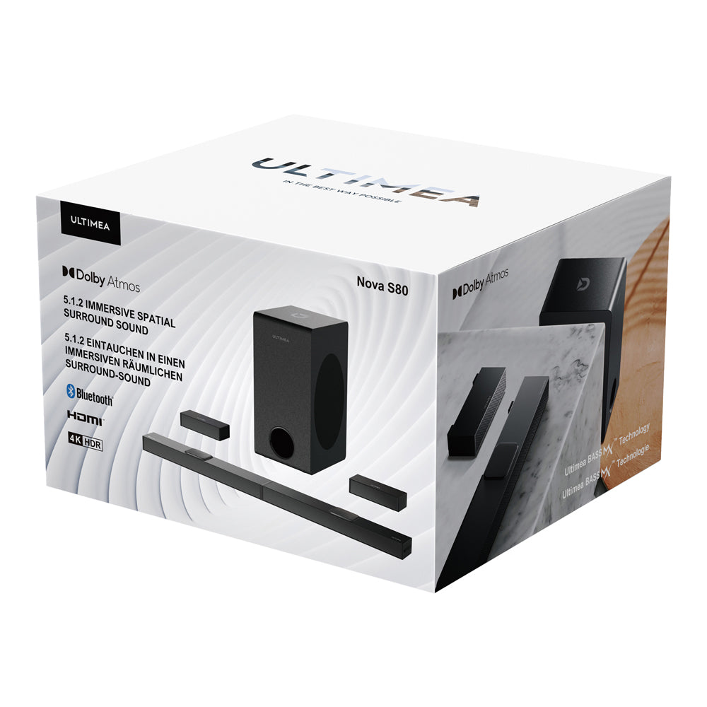 Ultimea Nova S80 – 5.1.2 Dolby Atmos Soundbar med 360° Surround & Trådløs Subwoofer