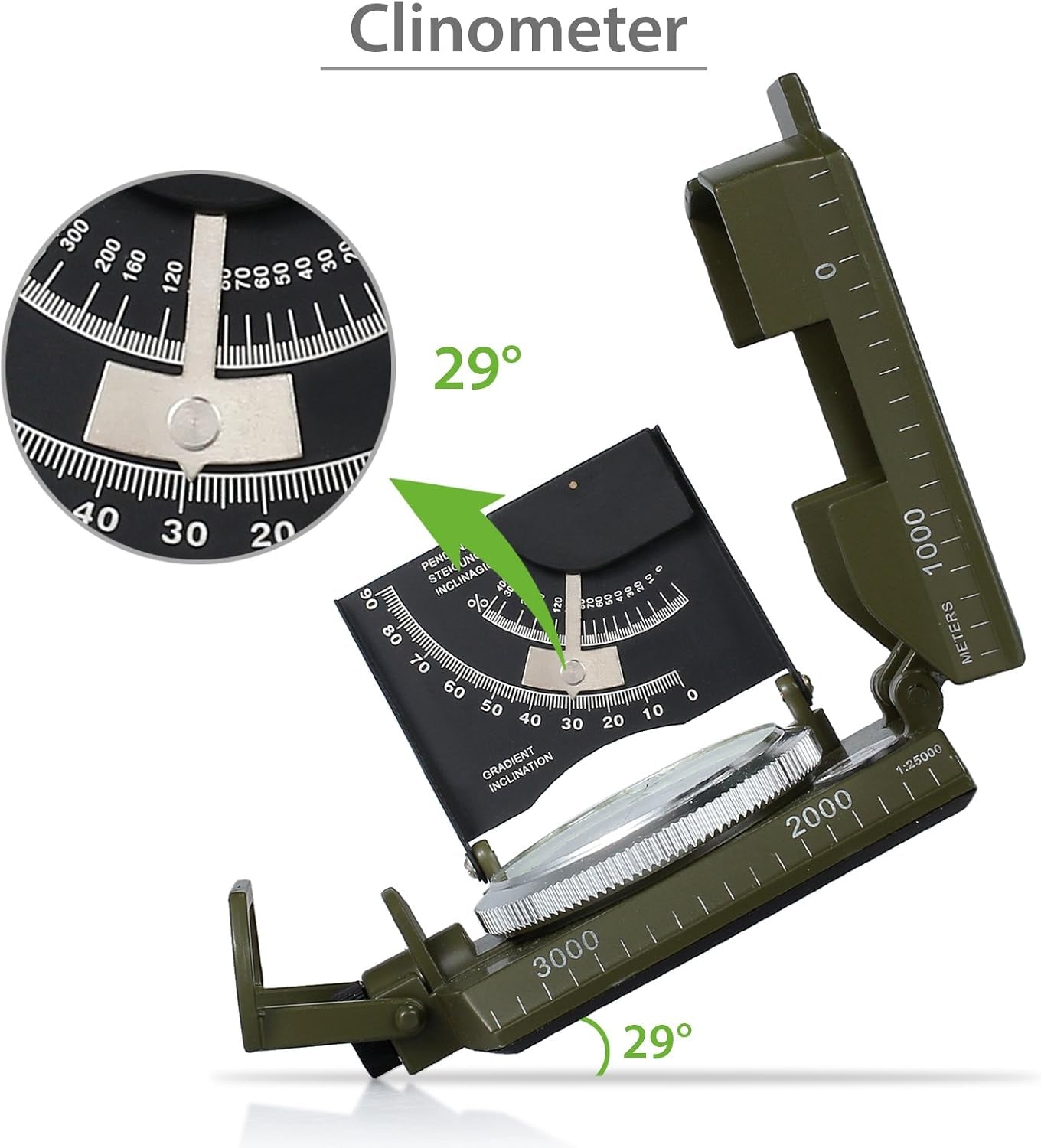 Proster Militär Marschkompass Professioneller Taschenkompass Peilkompass Kompass Compass Mit Klinometer Tragschlaufe Tasche Für Jagd Wandern Und Aktivitäten Im Freien