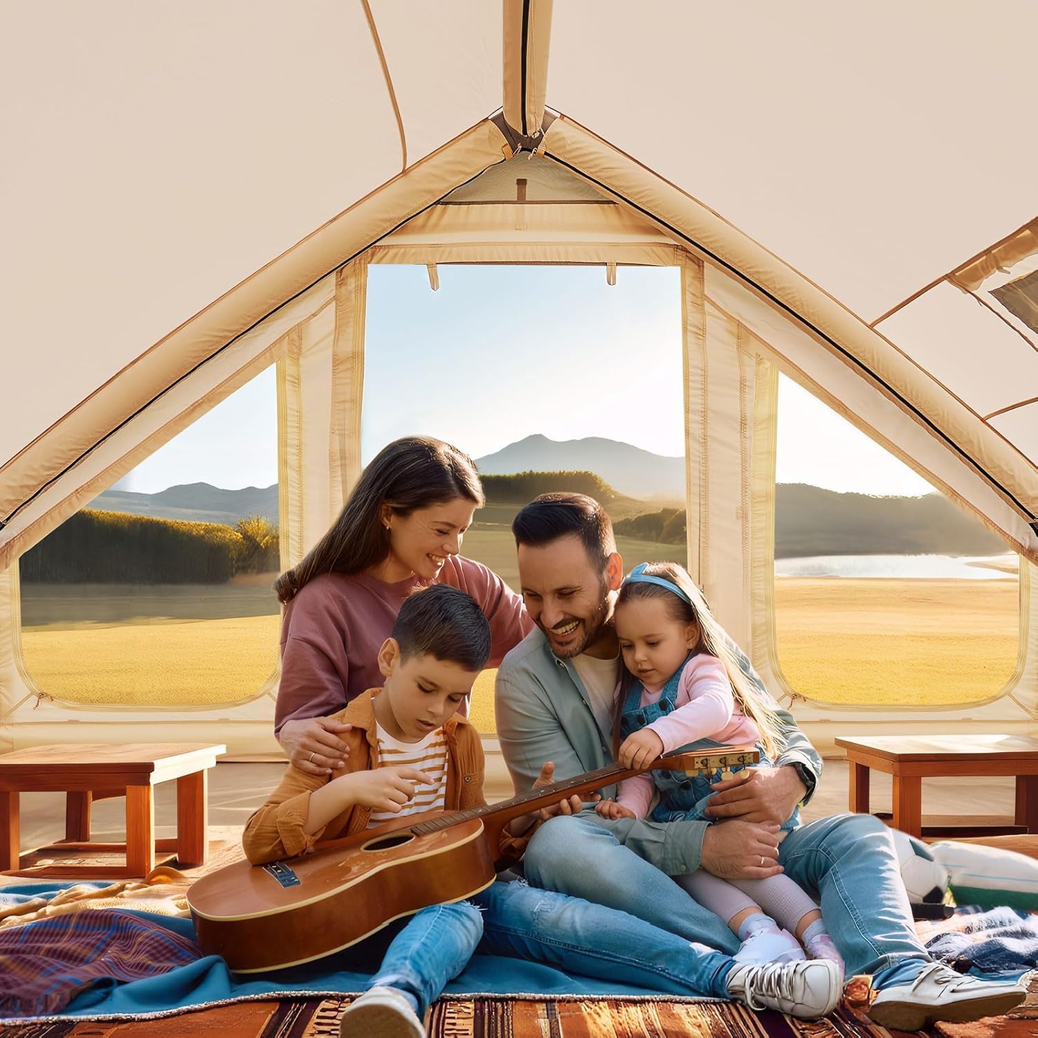 Oppusteligt glamping-telt