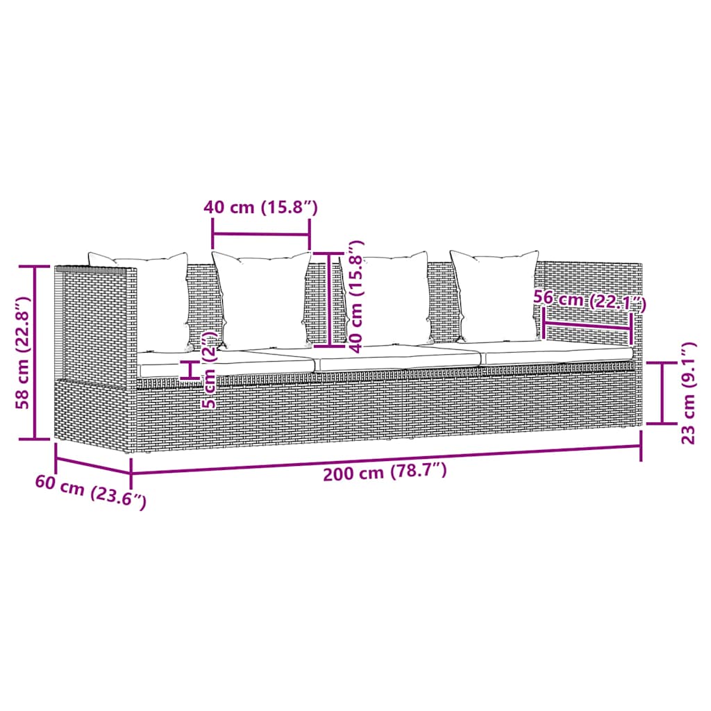Havebord 200X60 Cm Polyrattan