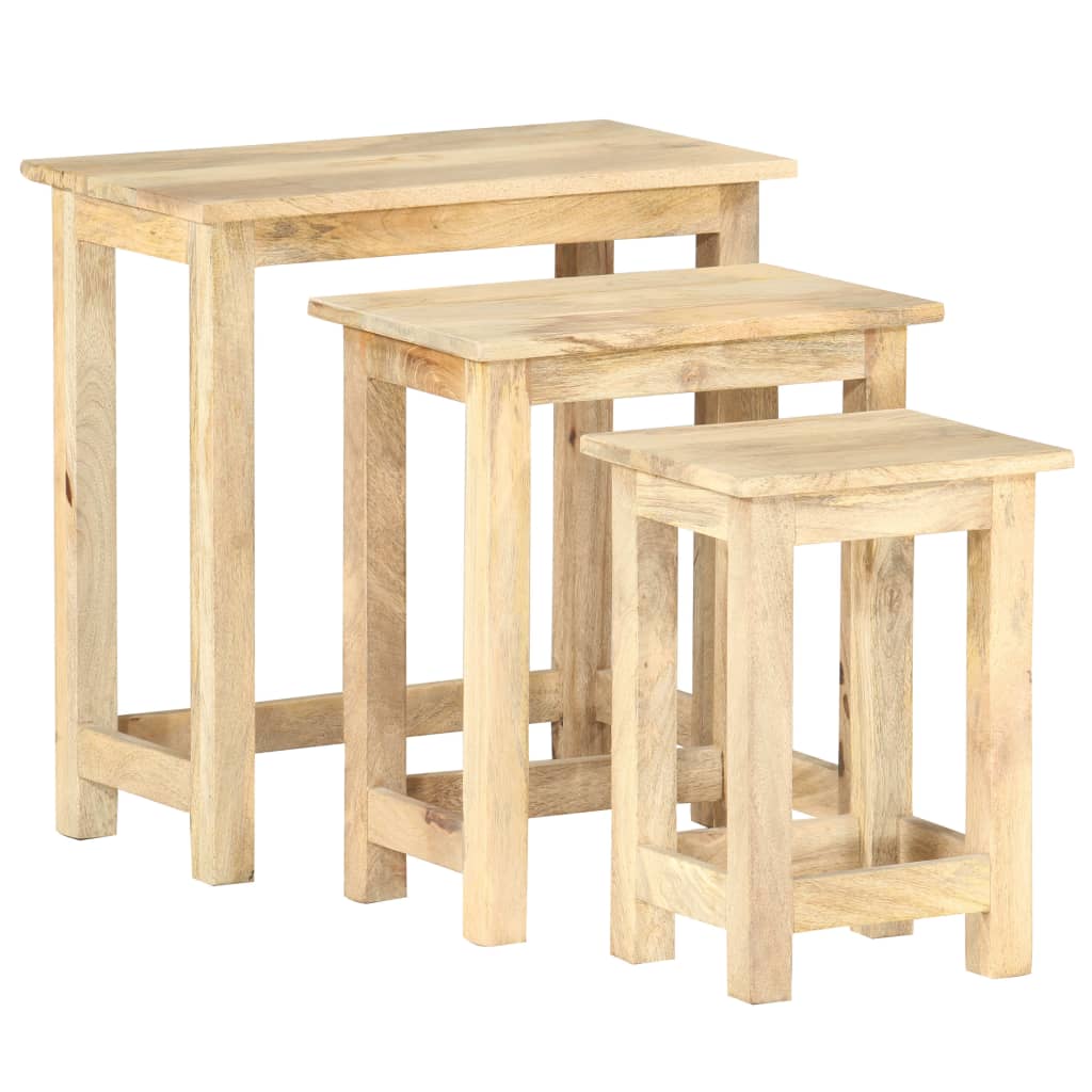 Indskudsborde 3 Stk. Massivt Mangotræ