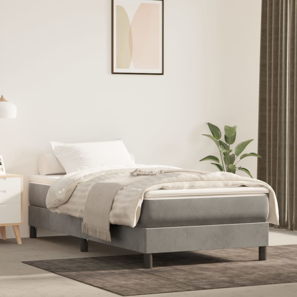 Springmadras Med Pocketfjedre 90X210X20 Cm Fløjl Lysegrå