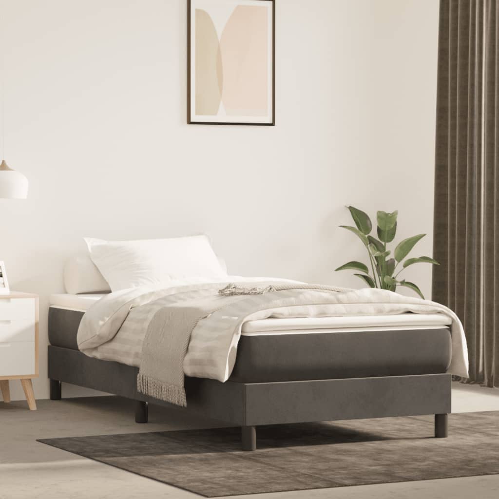 Springmadras Med Pocketfjedre 120X190X20 Cm Fløjl Mørkegrå