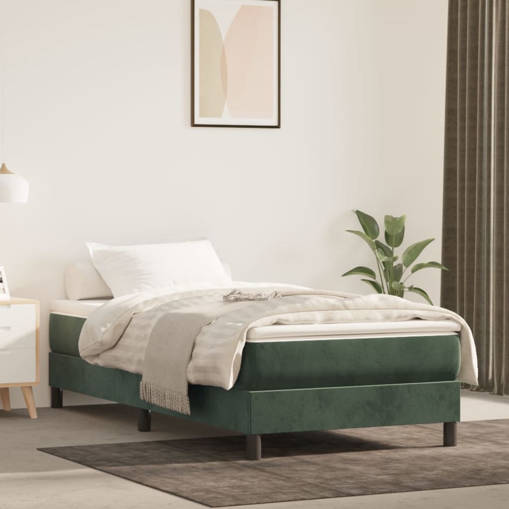 Springmadras Med Pocketfjedre 120X190X20 Cm Fløjl Mørkegrøn