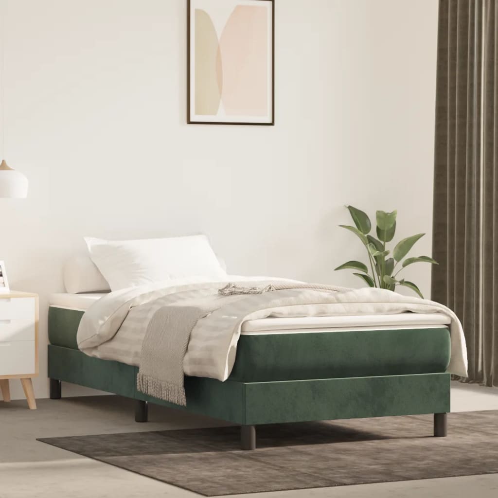 Springmadras Med Pocketfjedre 120X190X20 Cm Fløjl Mørkegrøn