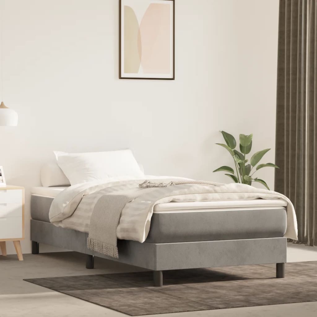 Springmadras Med Pocketfjedre 90X210X20 Cm Fløjl Lysegrå