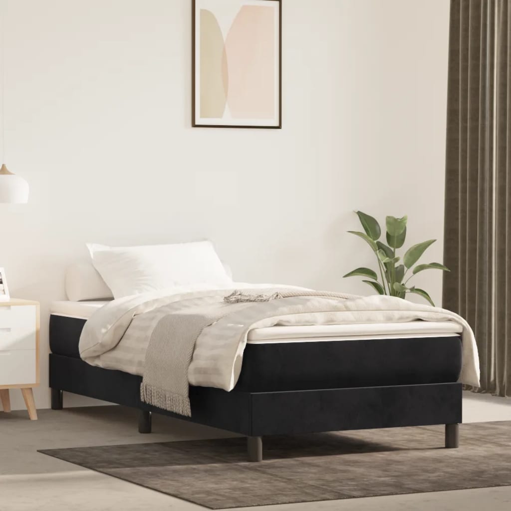 Springmadras Med Pocketfjedre 90X210X20 Cm Fløjl Sort