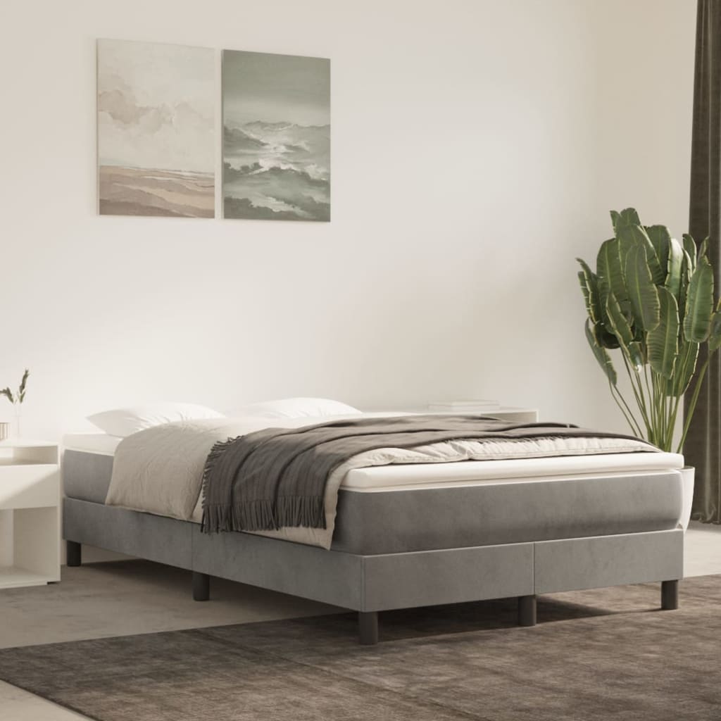 Springmadras Med Pocketfjedre 90X210X20 Cm Fløjl Lysegrå