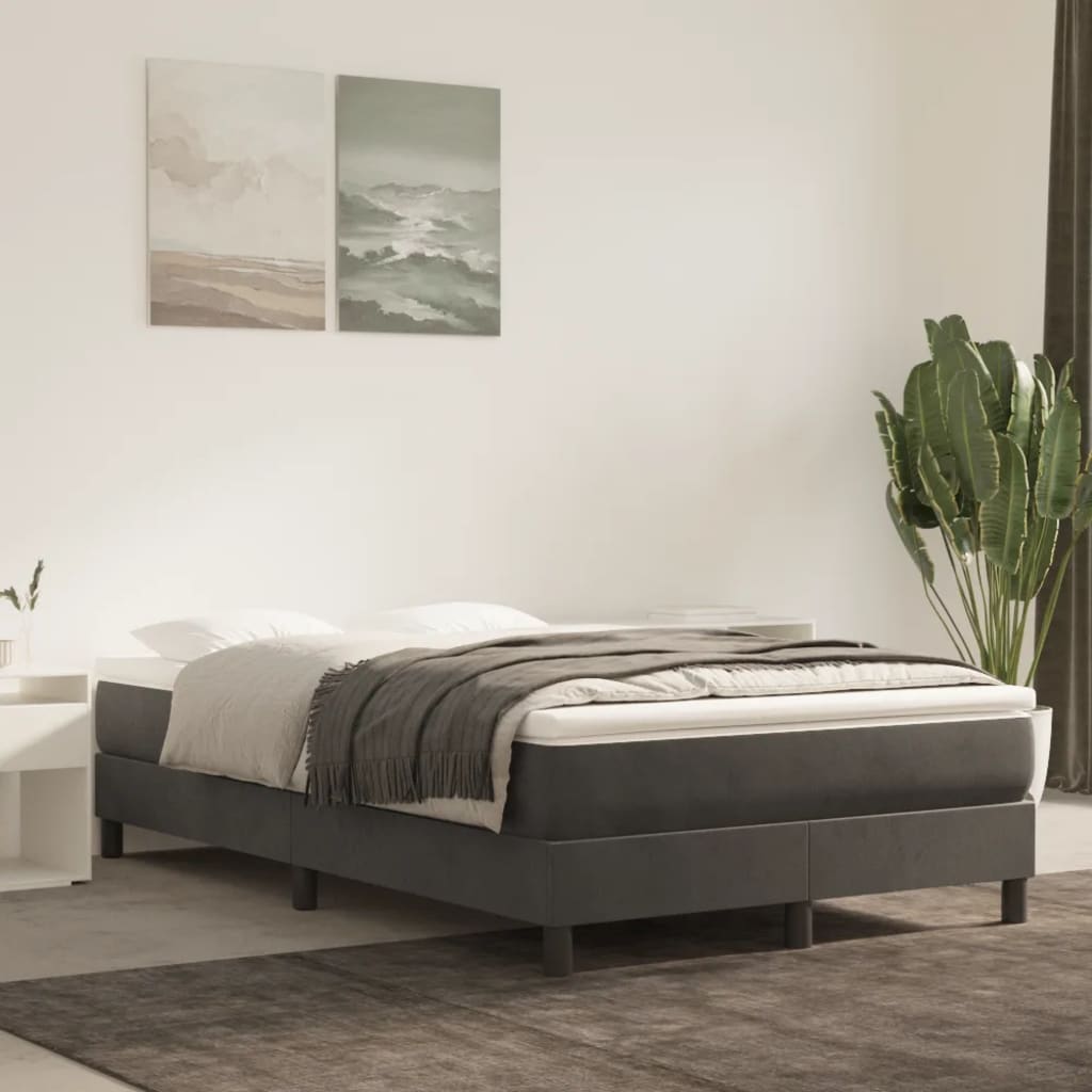 Springmadras Med Pocketfjedre 120X190X20 Cm Fløjl Mørkegrå