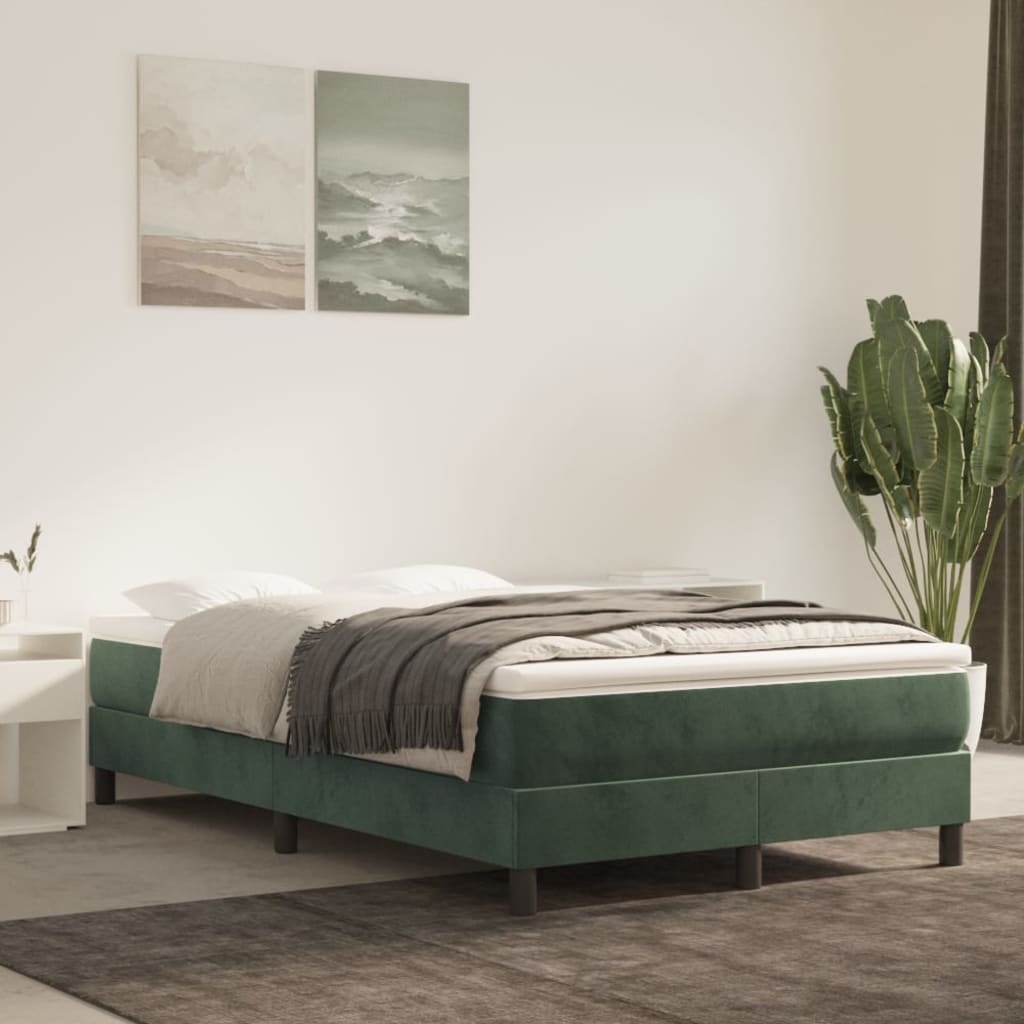 Springmadras Med Pocketfjedre 120X190X20 Cm Fløjl Mørkegrøn