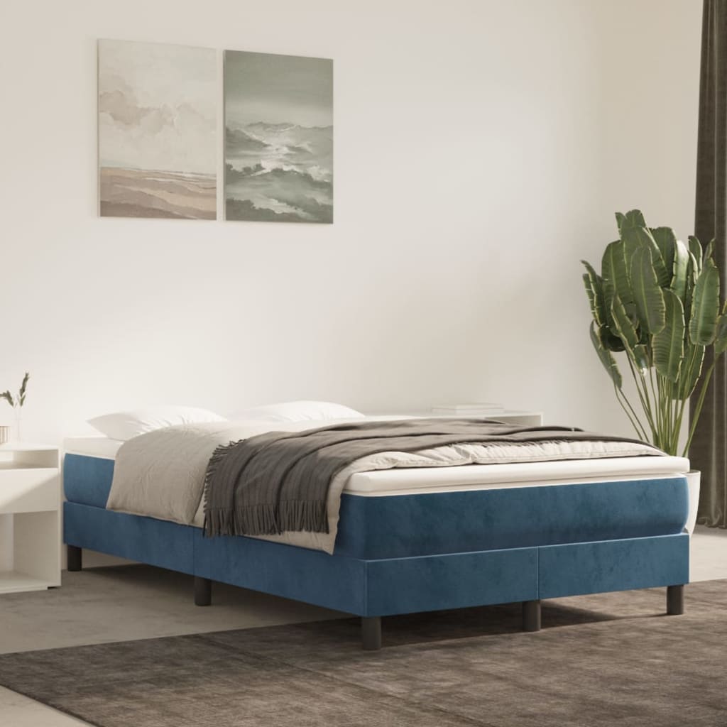 Springmadras Med Pocketfjedre 120X190X20 Cm Fløjl Mørkeblå