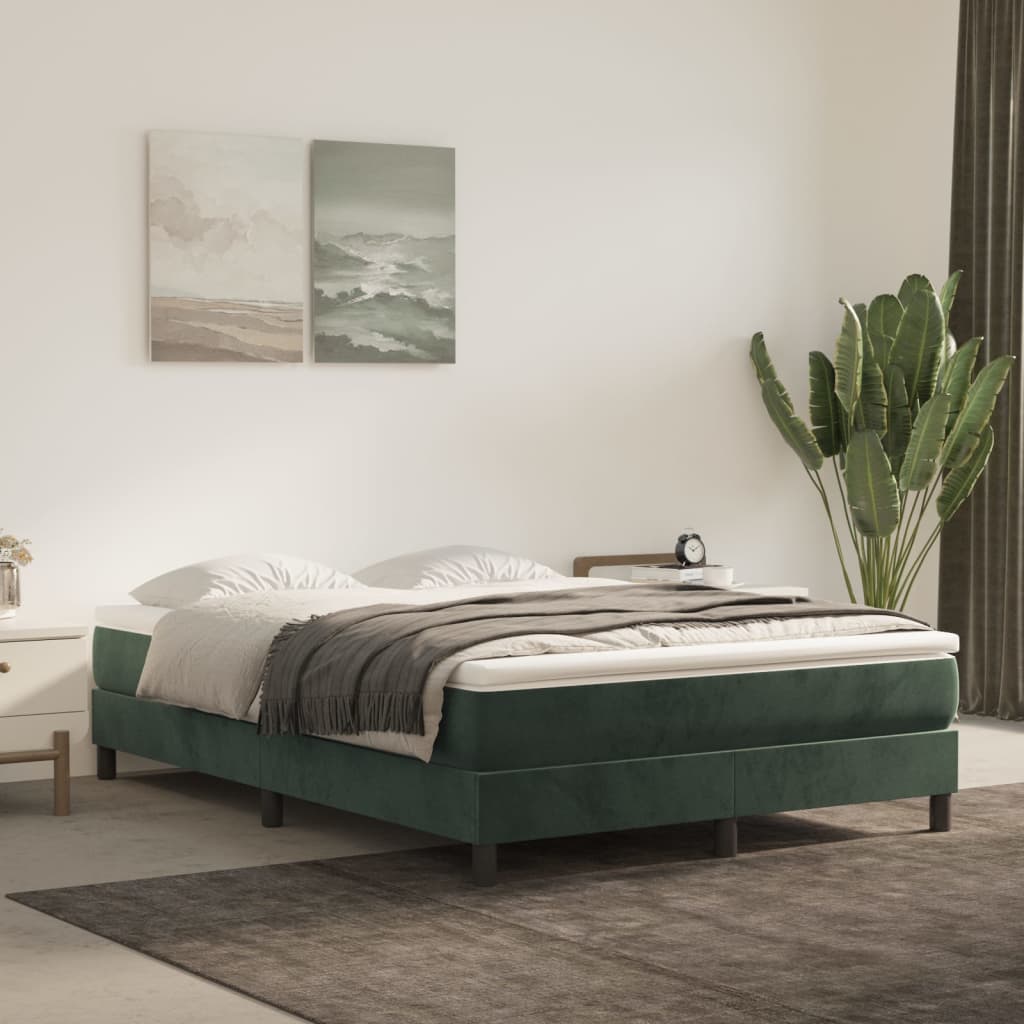 Springmadras Med Pocketfjedre 120X190X20 Cm Fløjl Mørkegrøn