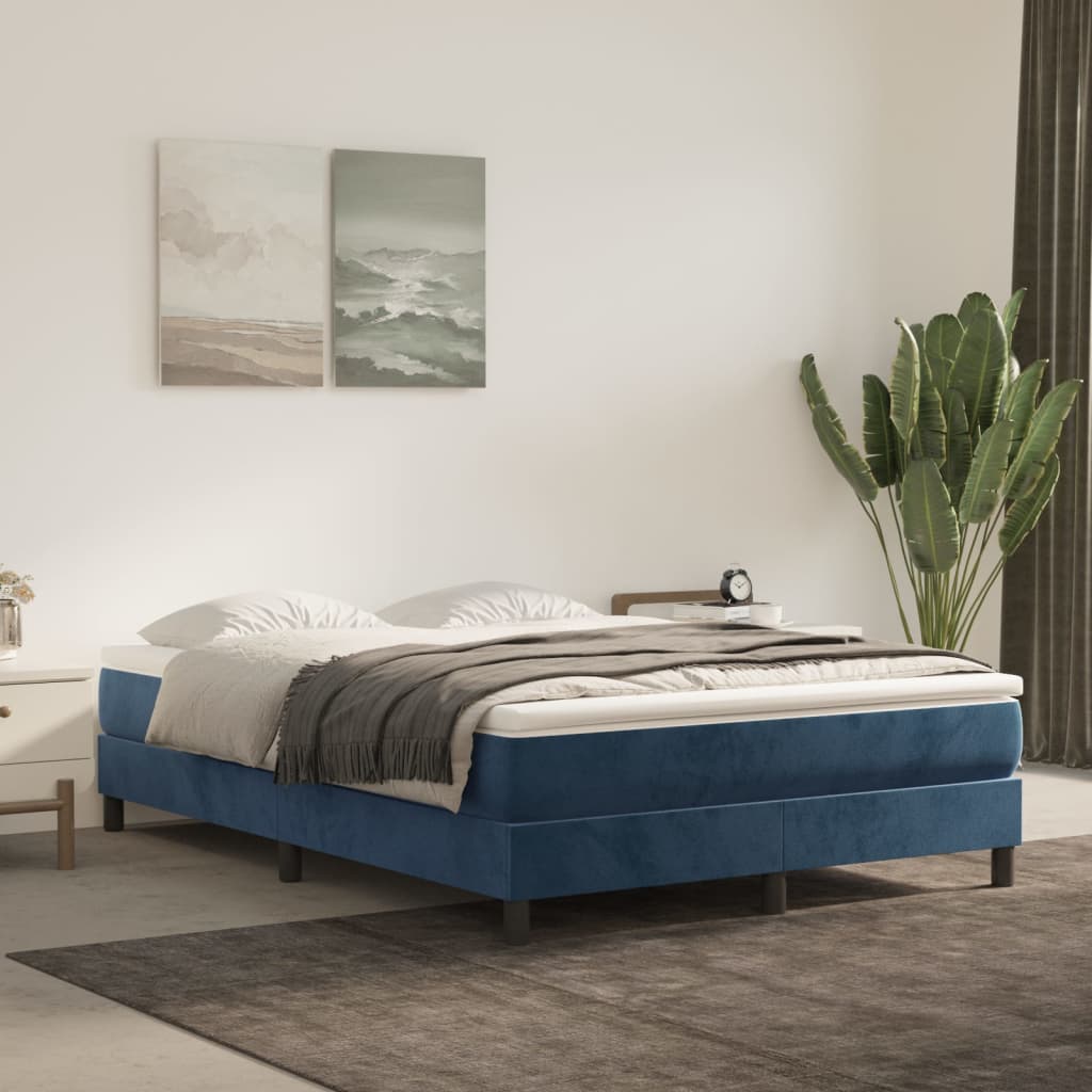 Springmadras Med Pocketfjedre 120X190X20 Cm Fløjl Mørkeblå