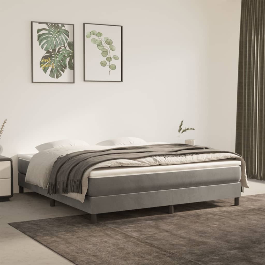Springmadras Med Pocketfjedre 90X210X20 Cm Fløjl Lysegrå