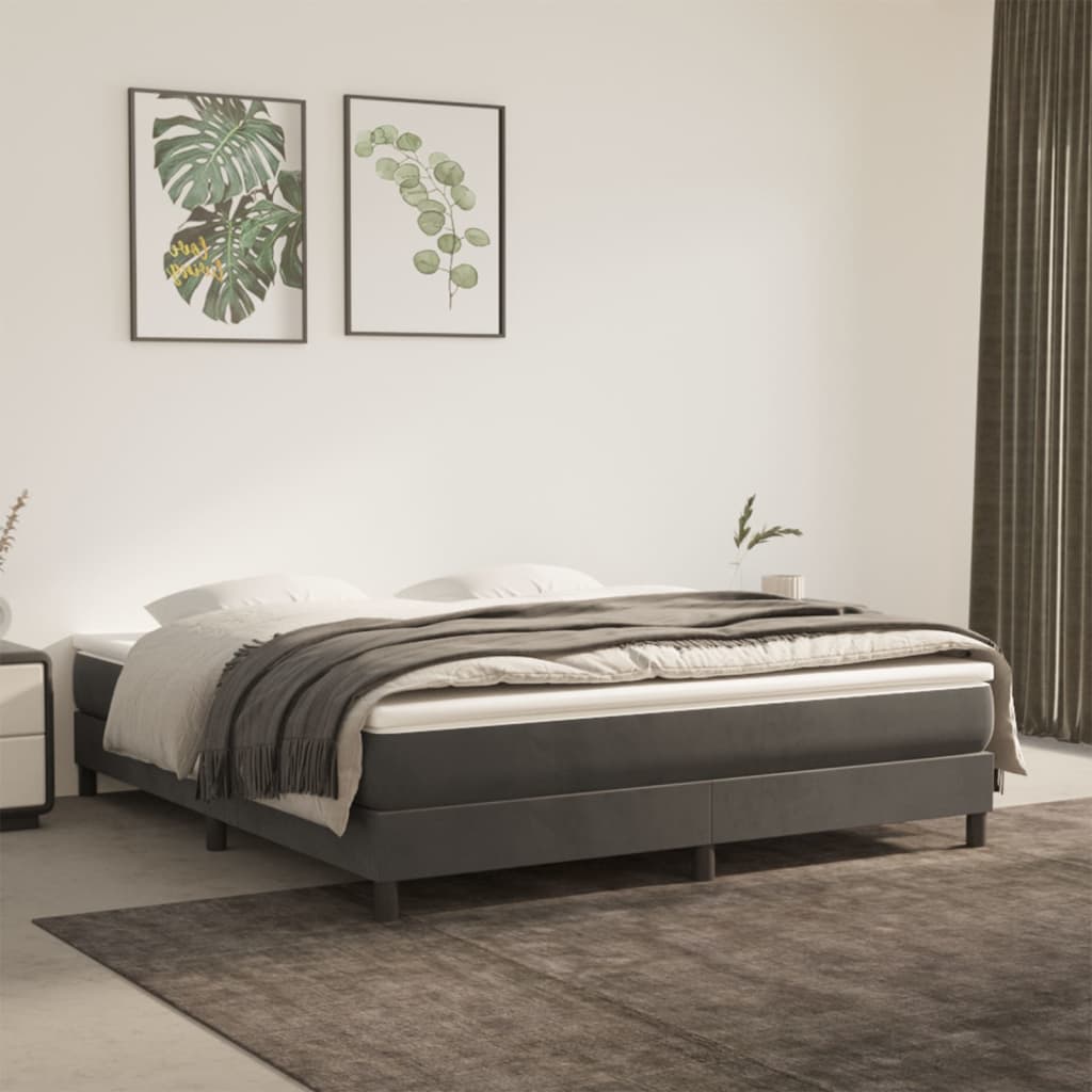 Springmadras Med Pocketfjedre 120X190X20 Cm Fløjl Mørkegrå