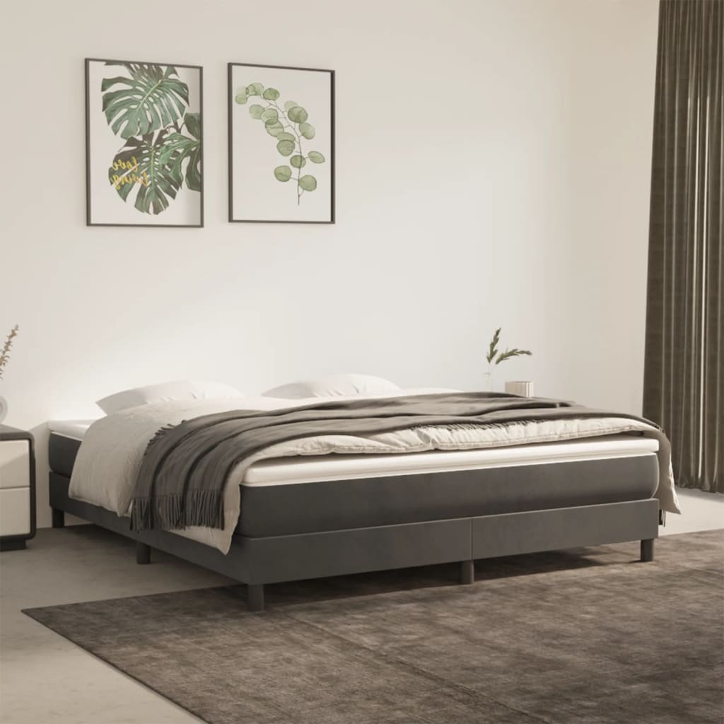 Springmadras Med Pocketfjedre 120X190X20 Cm Fløjl Mørkegrå
