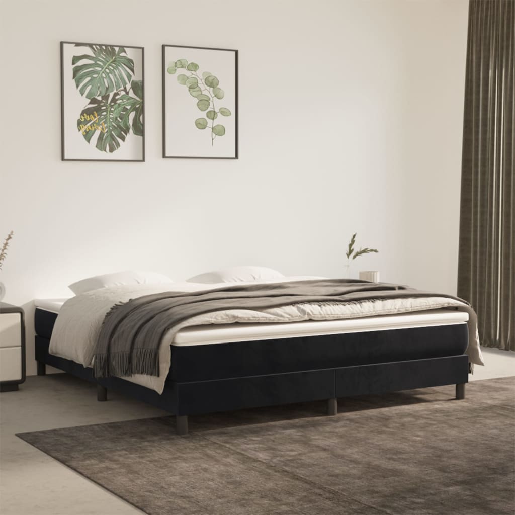 Springmadras Med Pocketfjedre 90X210X20 Cm Fløjl Sort