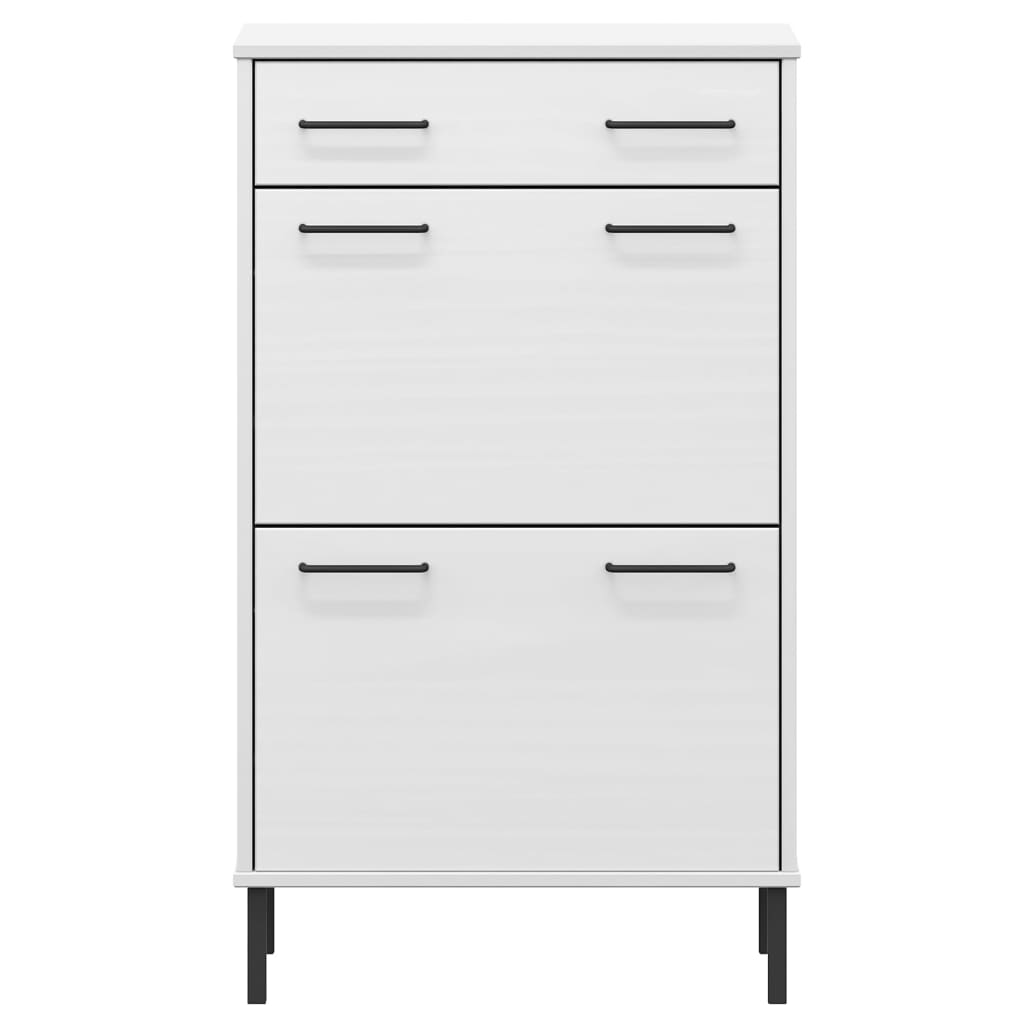 Skoskab Med Metalben Oslo Massivt Fyrretræ Hvid