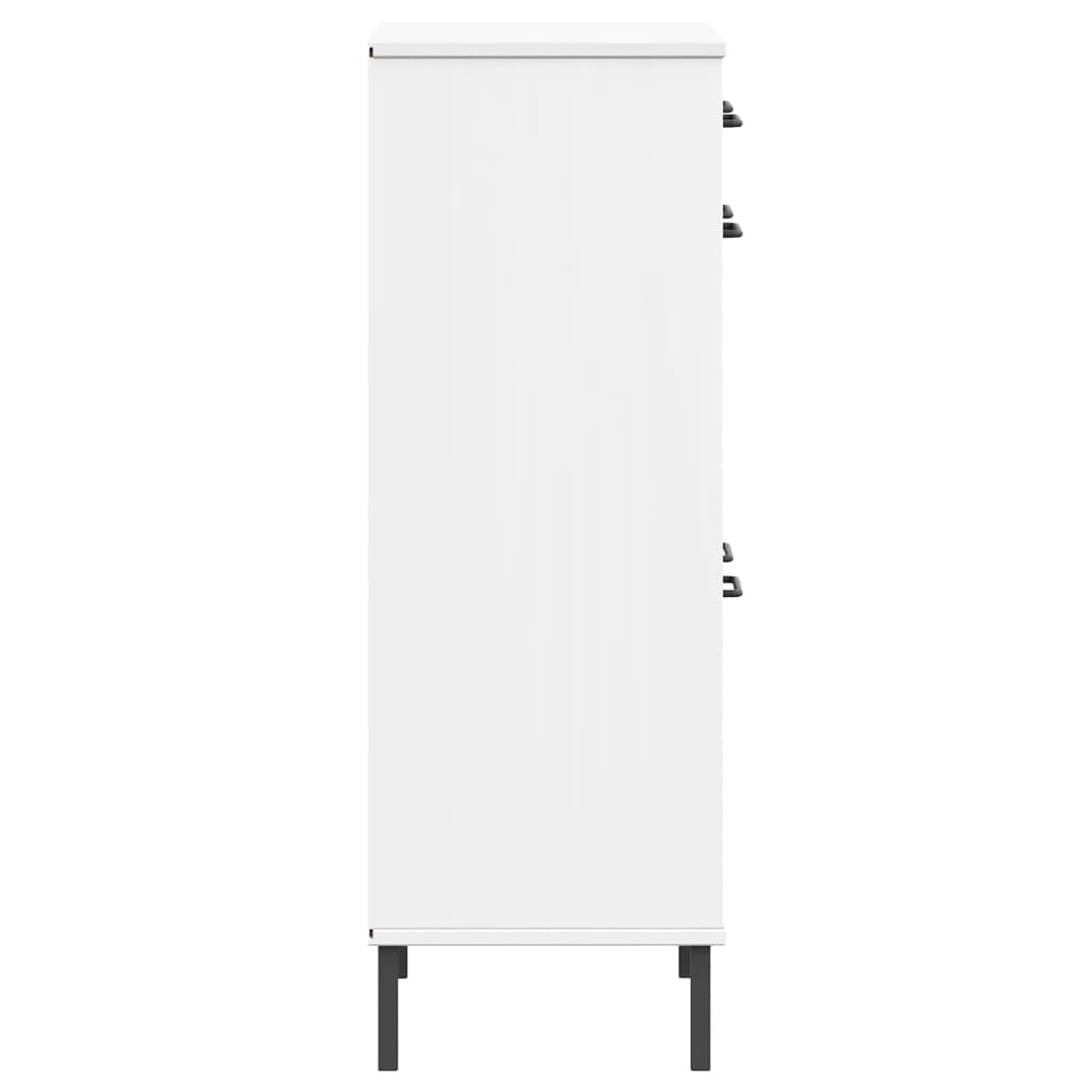 Skoskab Med Metalben Oslo Massivt Fyrretræ Hvid