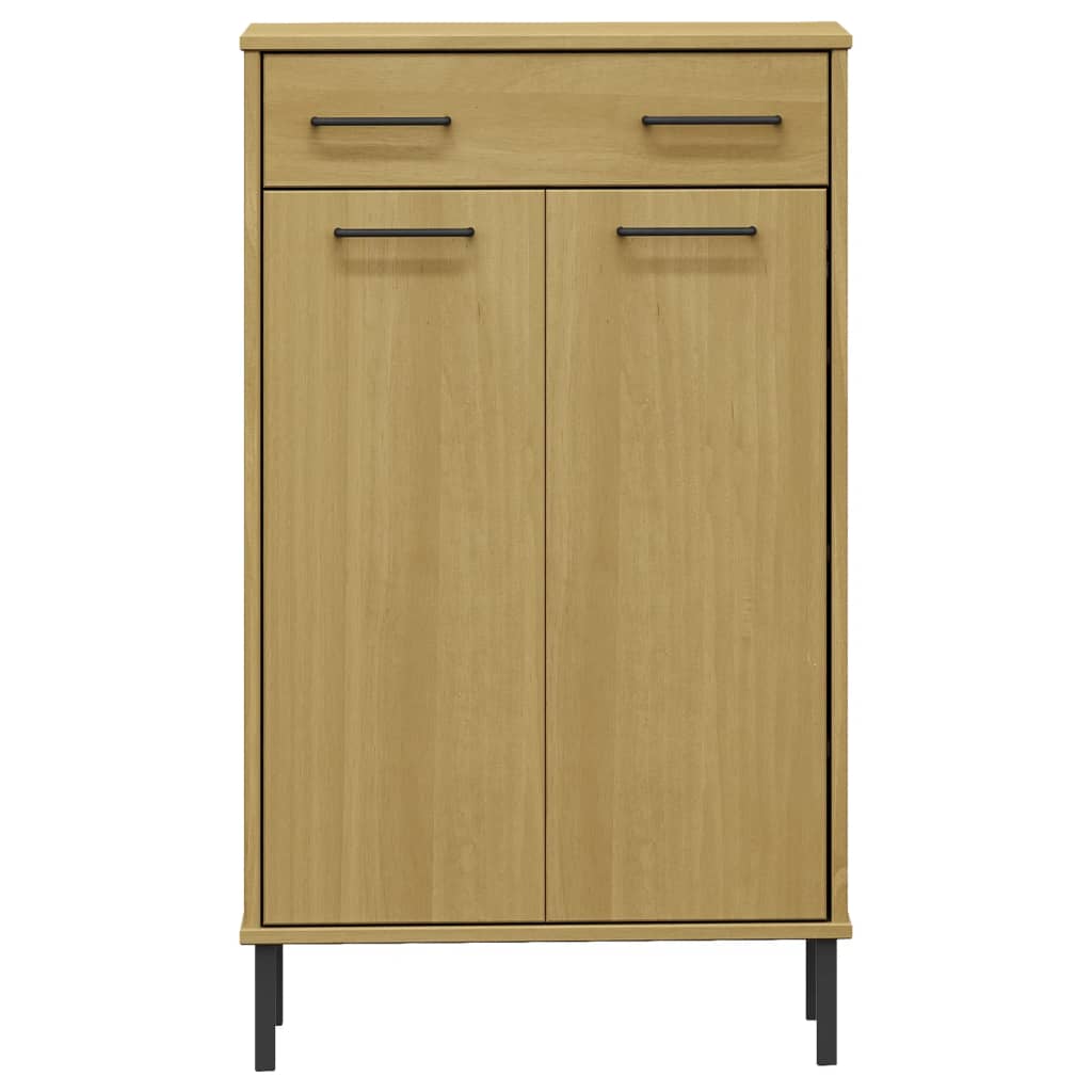 Skoskab Med Metalben Oslo Massivt Fyrretræ Brun