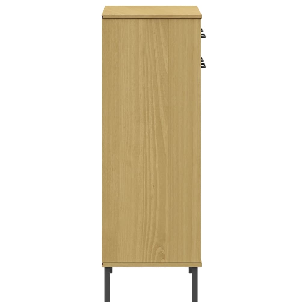 Skoskab Med Metalben Oslo Massivt Fyrretræ Brun