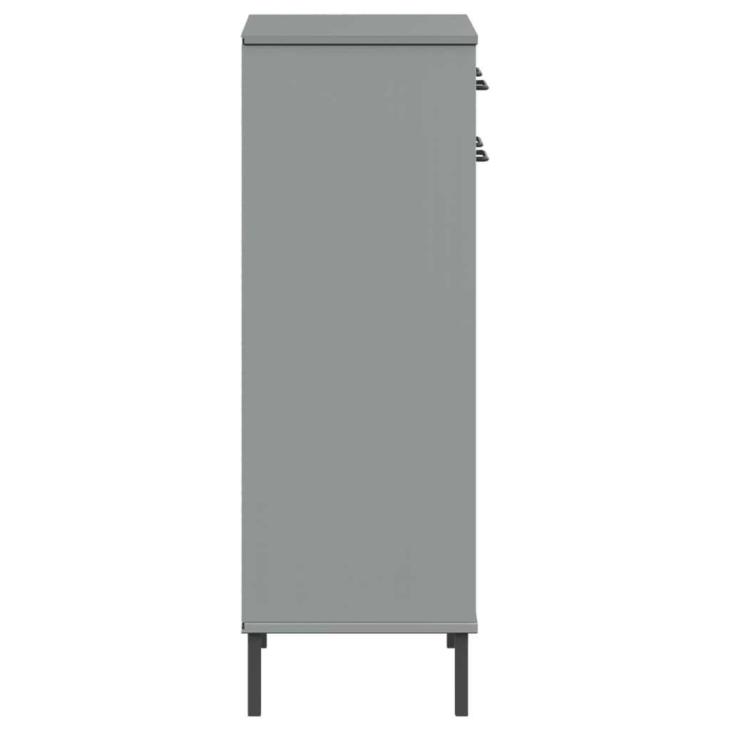 Skoskab Med Metalben Oslo Massivt Fyrretræ Grå