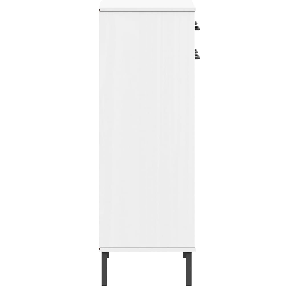 Skoskab Med Metalben Oslo Massivt Fyrretræ Hvid