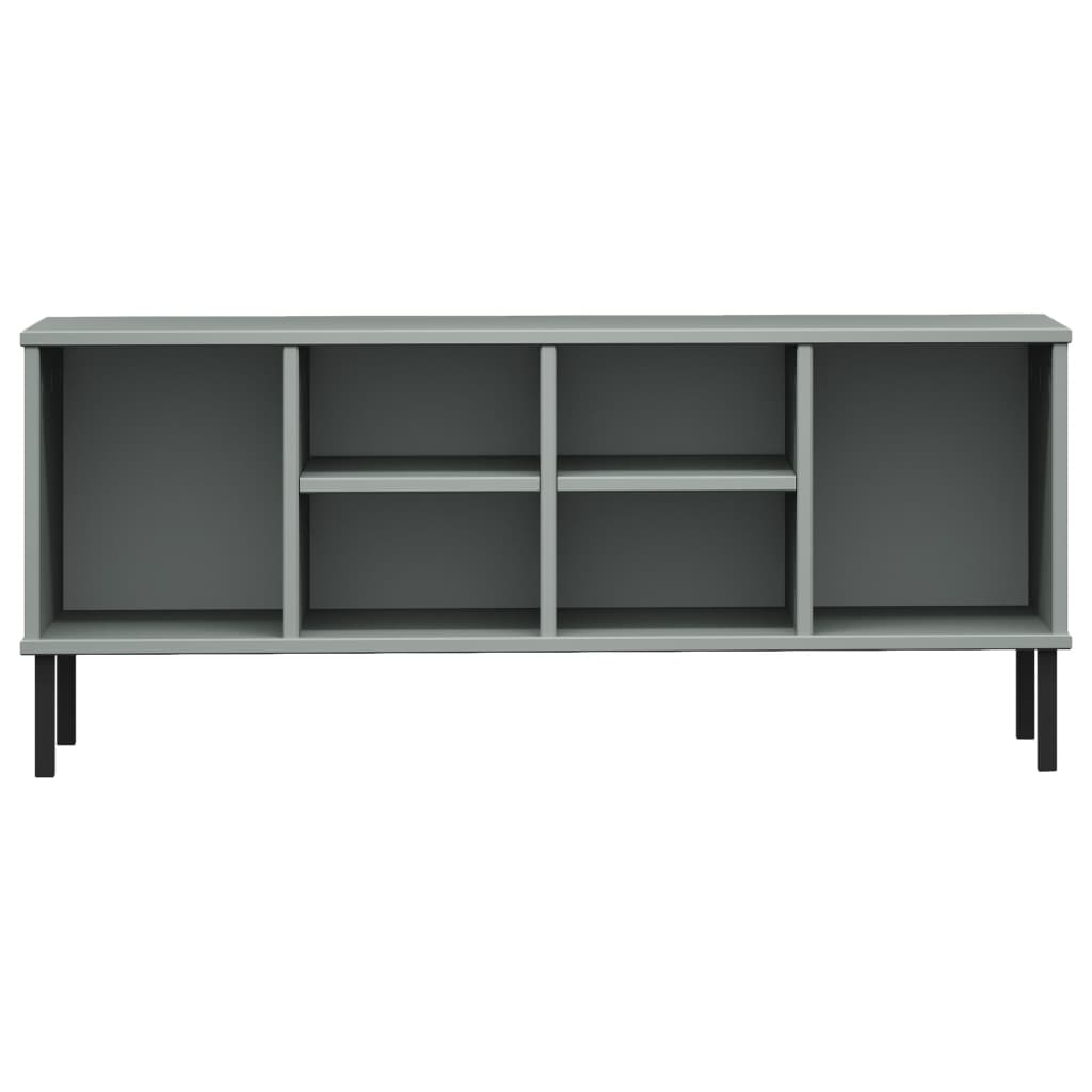 Skoreol Med Metalben Oslo 106X35X45 Cm Massivt Træ Grå