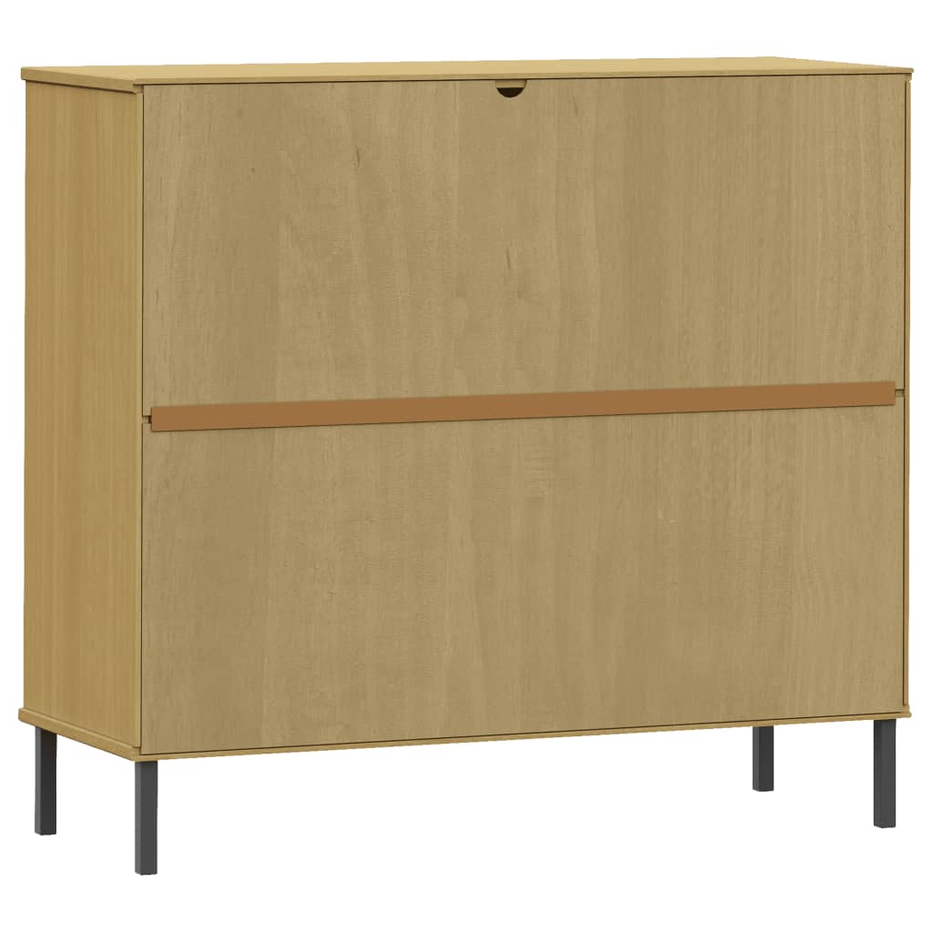 Skoreol Med Metalben Oslo 95X35X86 Cm Massivt Træ Brun