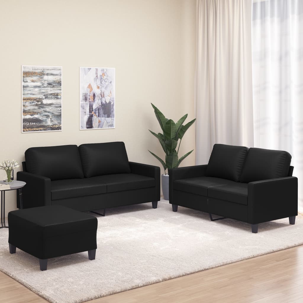 Sofasæt 3 Dele Med Hynder Kunstlæder