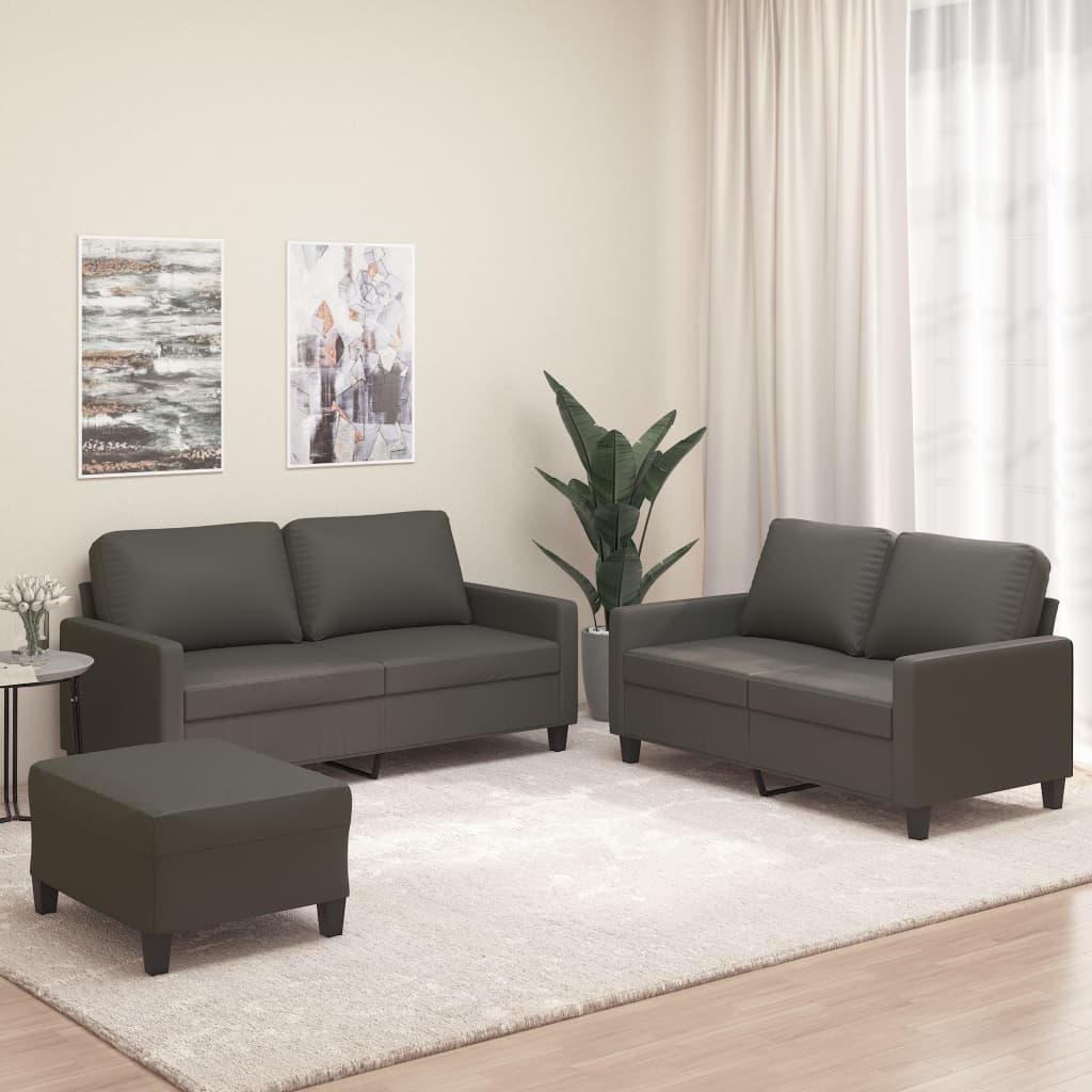 Sofasæt 3 Dele Med Hynder Kunstlæder