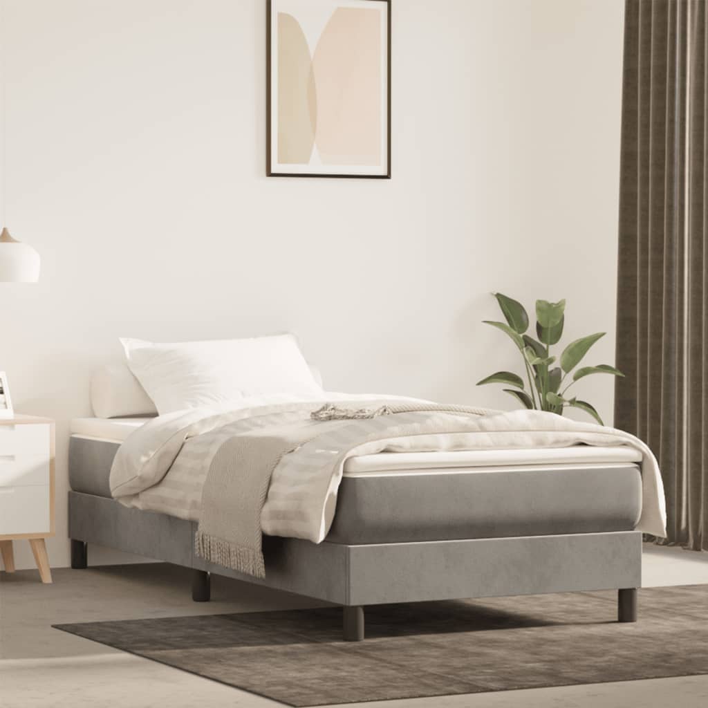 Springmadras Med Pocketfjedre 90X210X20 Cm Fløjl Lysegrå