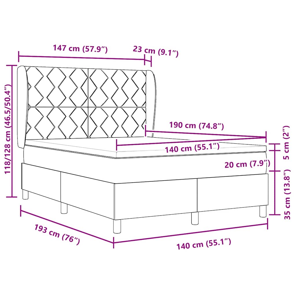 Boks-Madras Seng Med Madras Mørkegrå 90X190 Cm Stof Mørkegrå