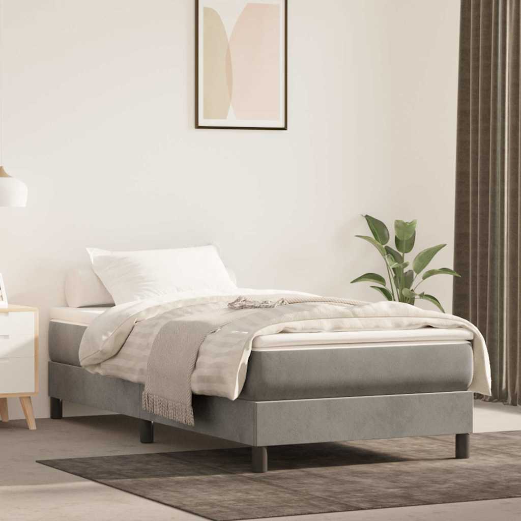 Springmadras Med Pocketfjedre 90X210X20 Cm Fløjl Lysegrå