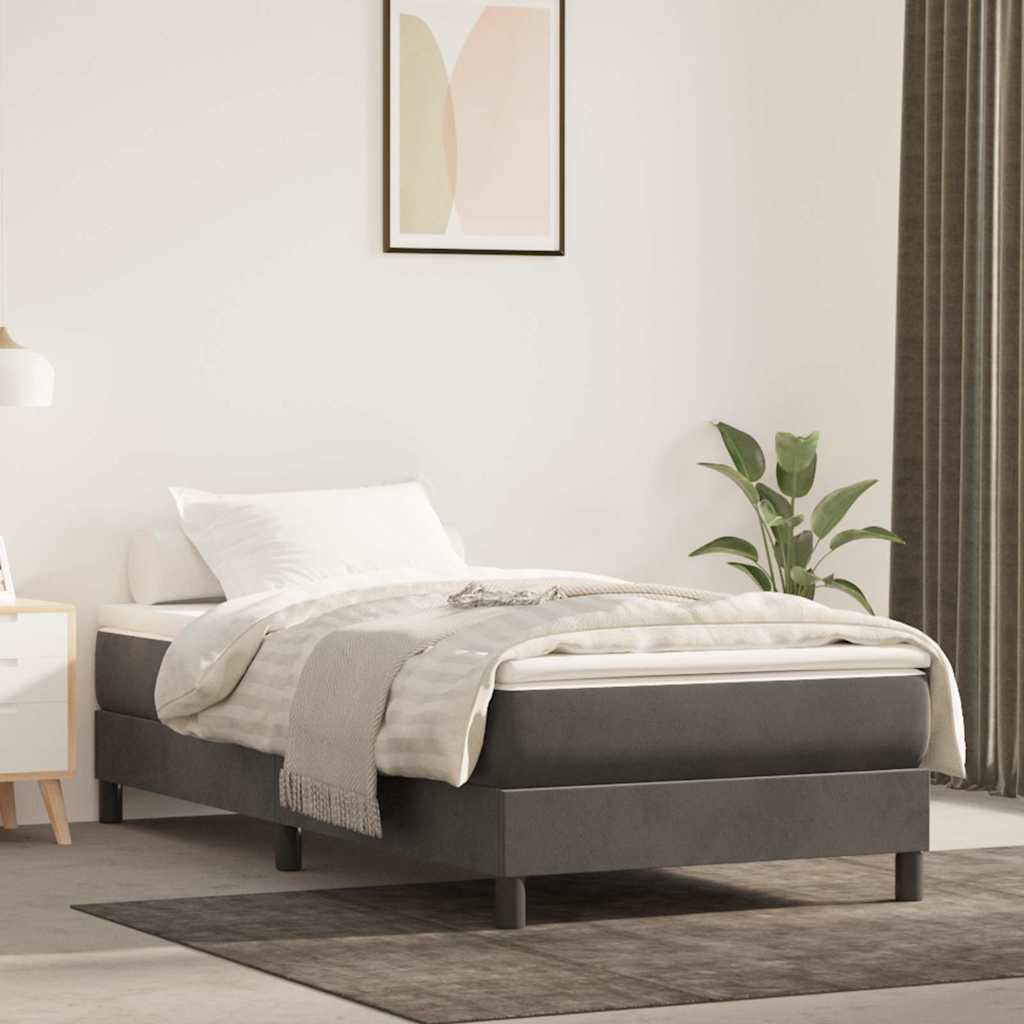 Springmadras Med Pocketfjedre 120X190X20 Cm Fløjl Mørkegrå