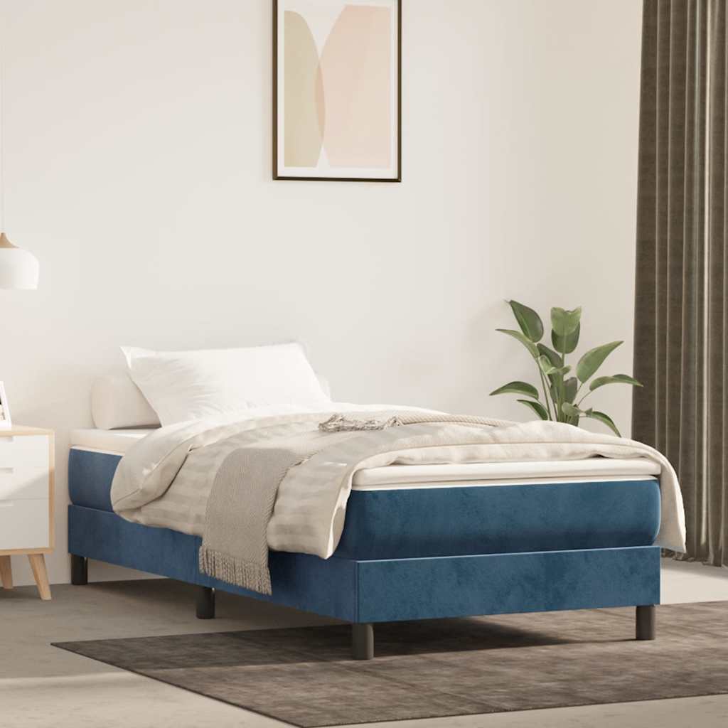 Springmadras Med Pocketfjedre 120X190X20 Cm Fløjl Mørkeblå