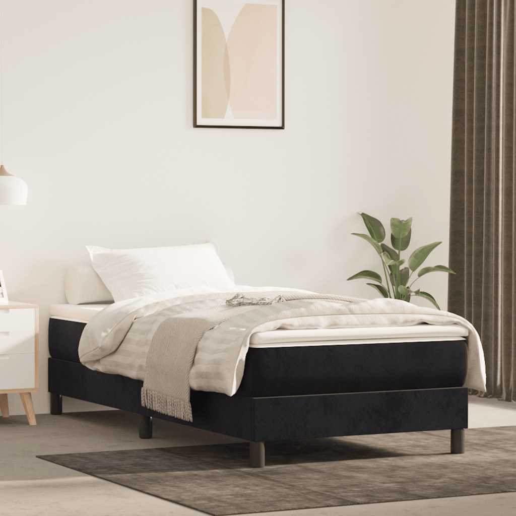 Springmadras Med Pocketfjedre 90X210X20 Cm Fløjl Sort