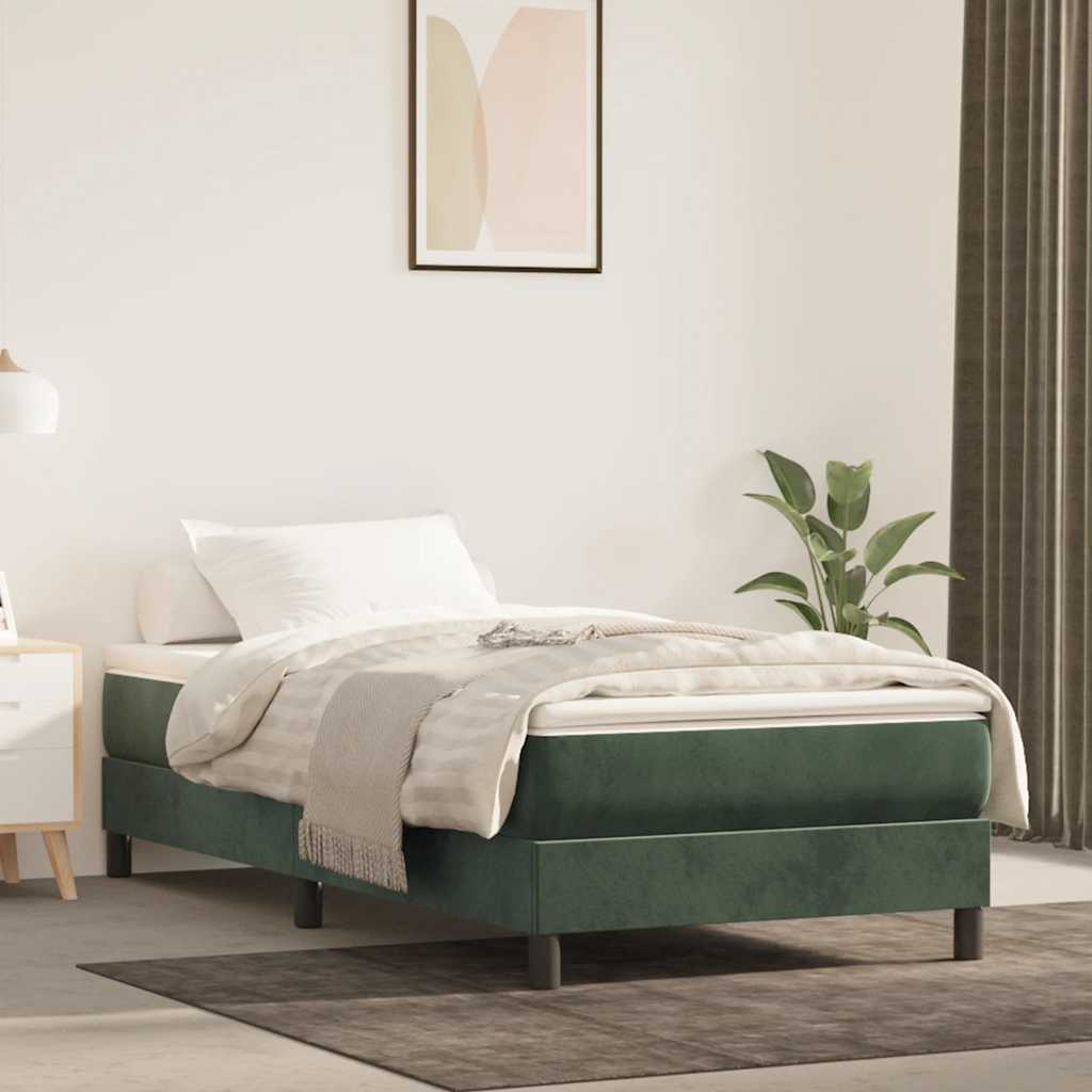 Springmadras Med Pocketfjedre 120X190X20 Cm Fløjl Mørkegrøn