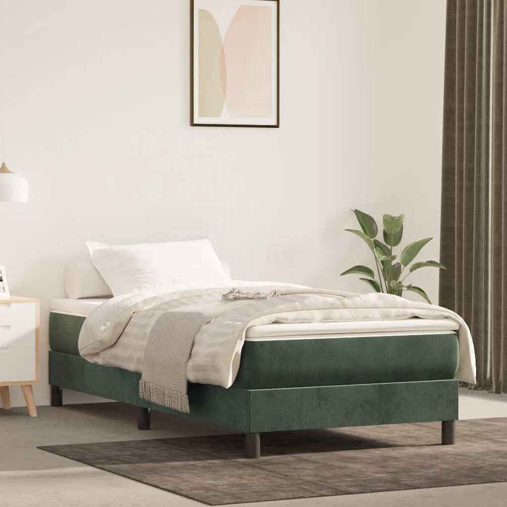 Springmadras Med Pocketfjedre 120X190X20 Cm Fløjl Mørkegrøn