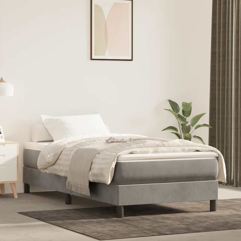 Springmadras Med Pocketfjedre 90X210X20 Cm Fløjl Lysegrå