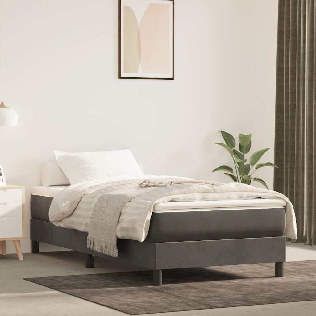 Springmadras Med Pocketfjedre 120X190X20 Cm Fløjl Mørkegrå