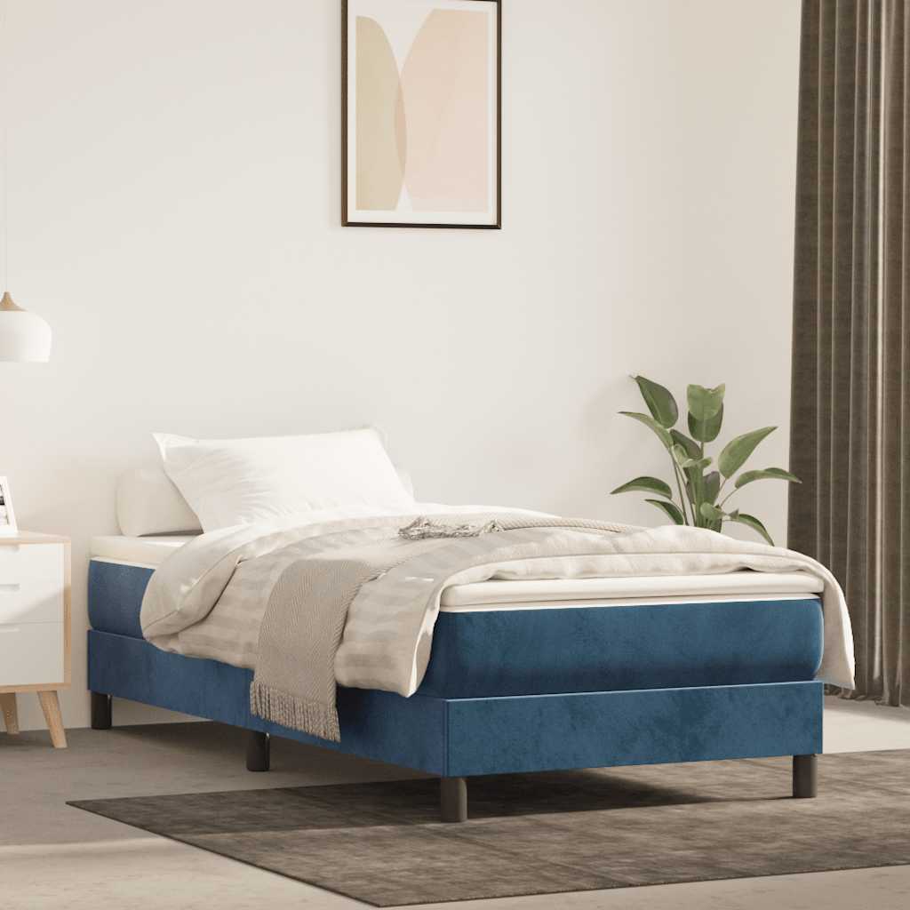 Springmadras Med Pocketfjedre 120X190X20 Cm Fløjl Mørkeblå