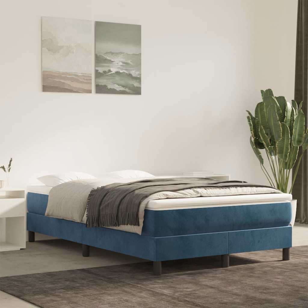 Springmadras Med Pocketfjedre 120X190X20 Cm Fløjl Mørkeblå