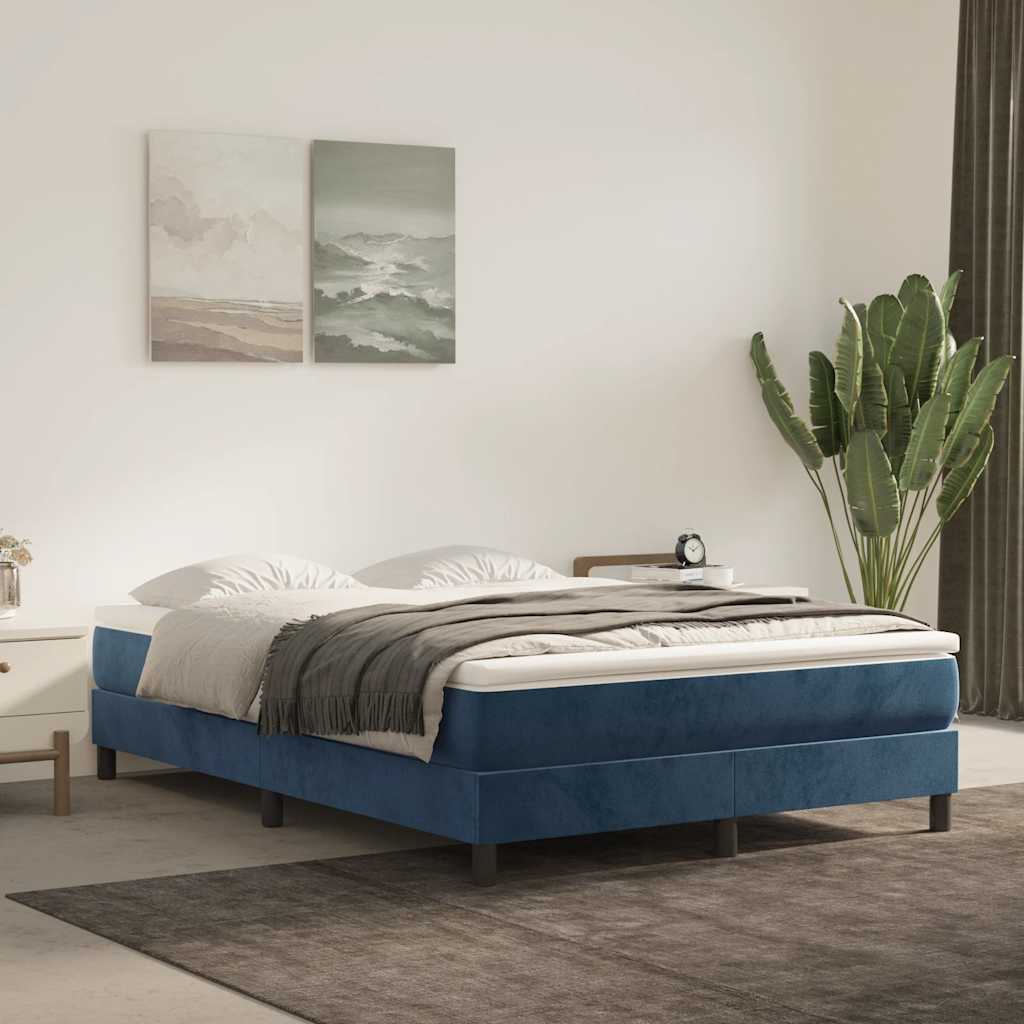 Springmadras Med Pocketfjedre 120X190X20 Cm Fløjl Mørkeblå