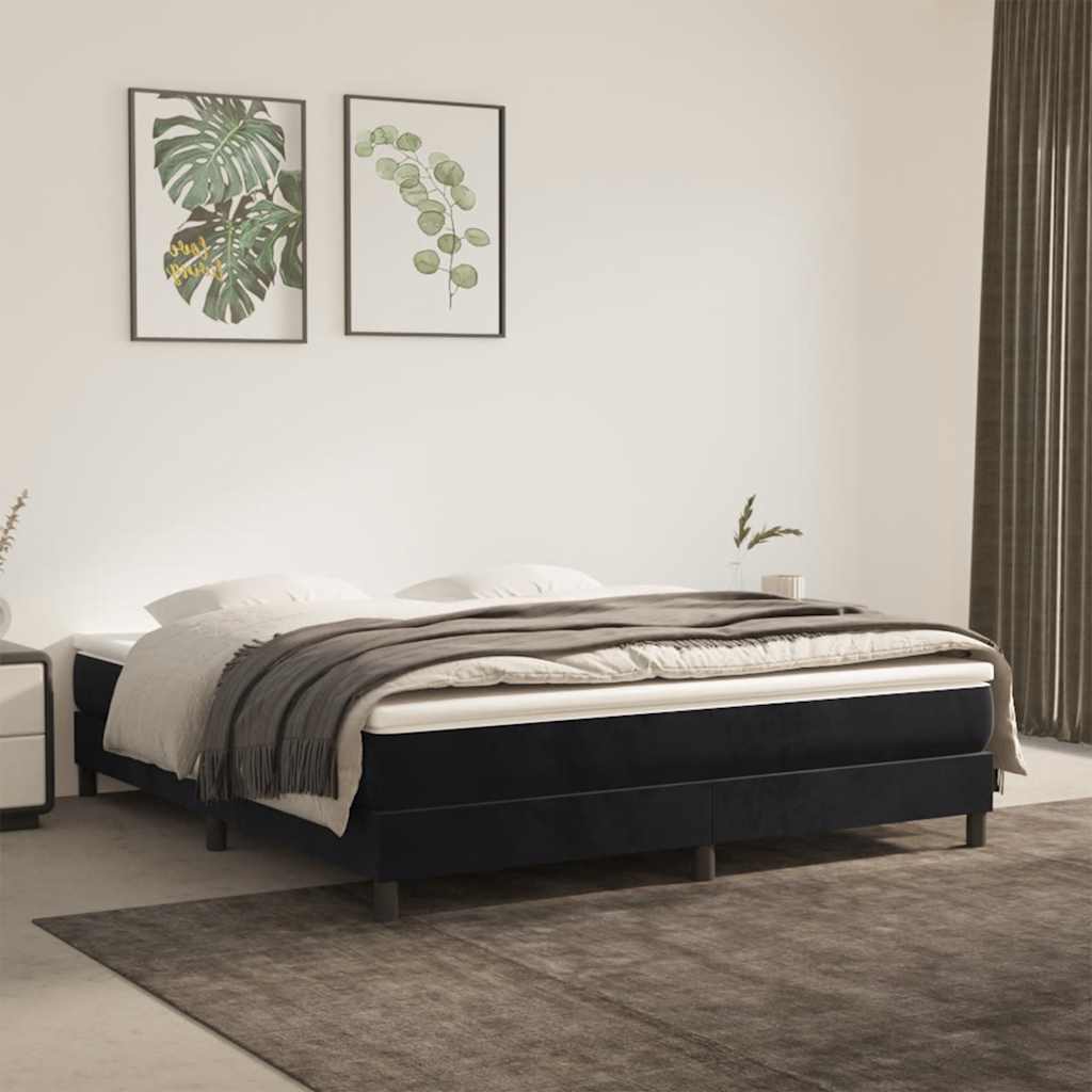 Springmadras Med Pocketfjedre 90X210X20 Cm Fløjl Sort