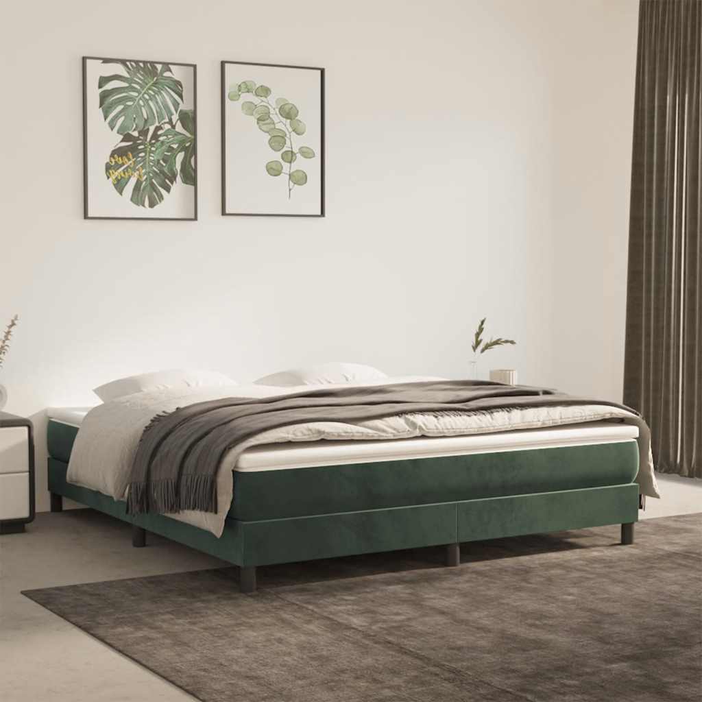 Springmadras Med Pocketfjedre 120X190X20 Cm Fløjl Mørkegrøn