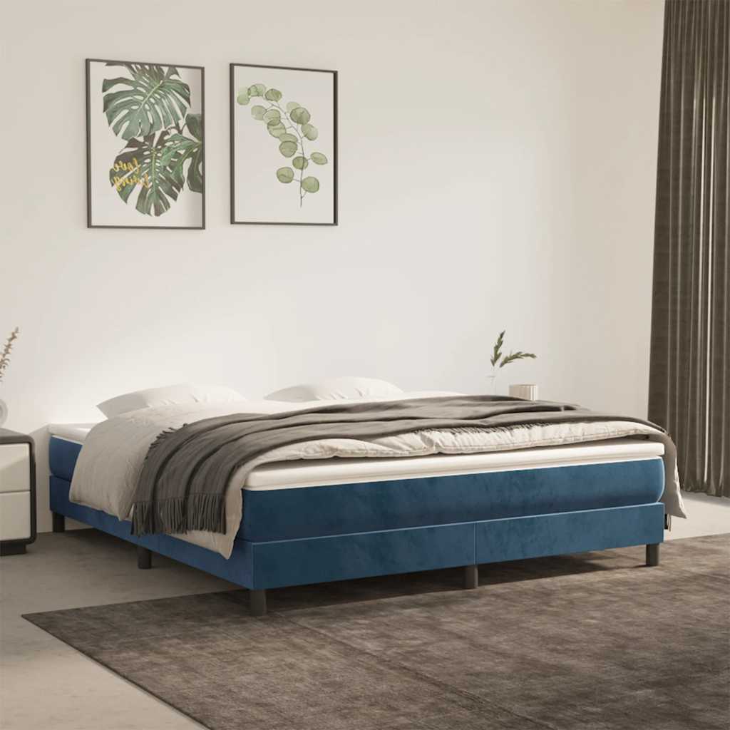 Springmadras Med Pocketfjedre 120X190X20 Cm Fløjl Mørkeblå