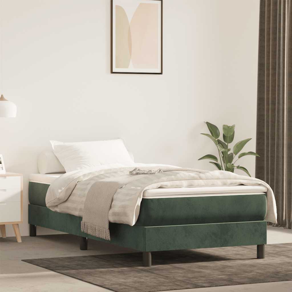 Springmadras Med Pocketfjedre 120X190X20 Cm Fløjl Mørkegrøn