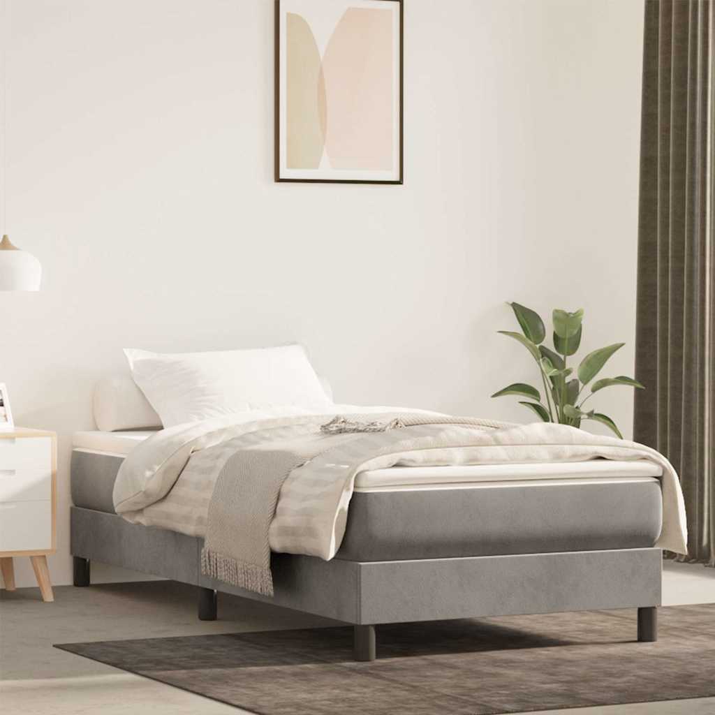 Springmadras Med Pocketfjedre 90X210X20 Cm Fløjl Lysegrå